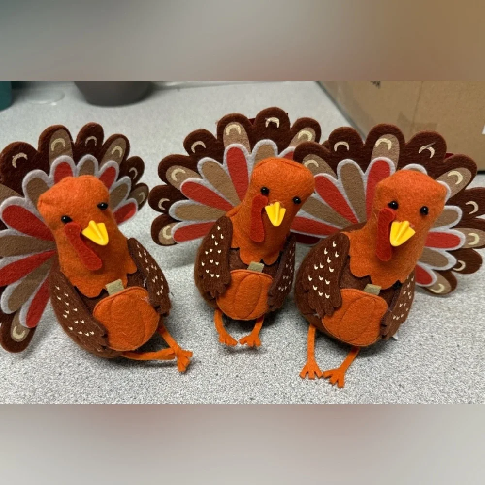 Festive Felt Turkey Decorations (Set Of 3) - Picture 1 of 3